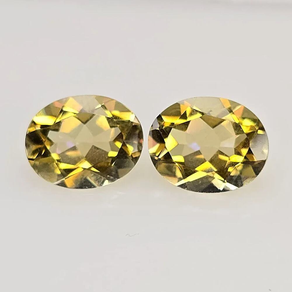 Natural Mystic Quartz Pair, Golden Yellow, 4.81 ct Total, 10x8mm, Coated